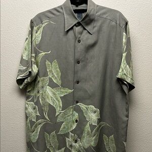 Claiborne Olive Leaf Print Casual Shirt